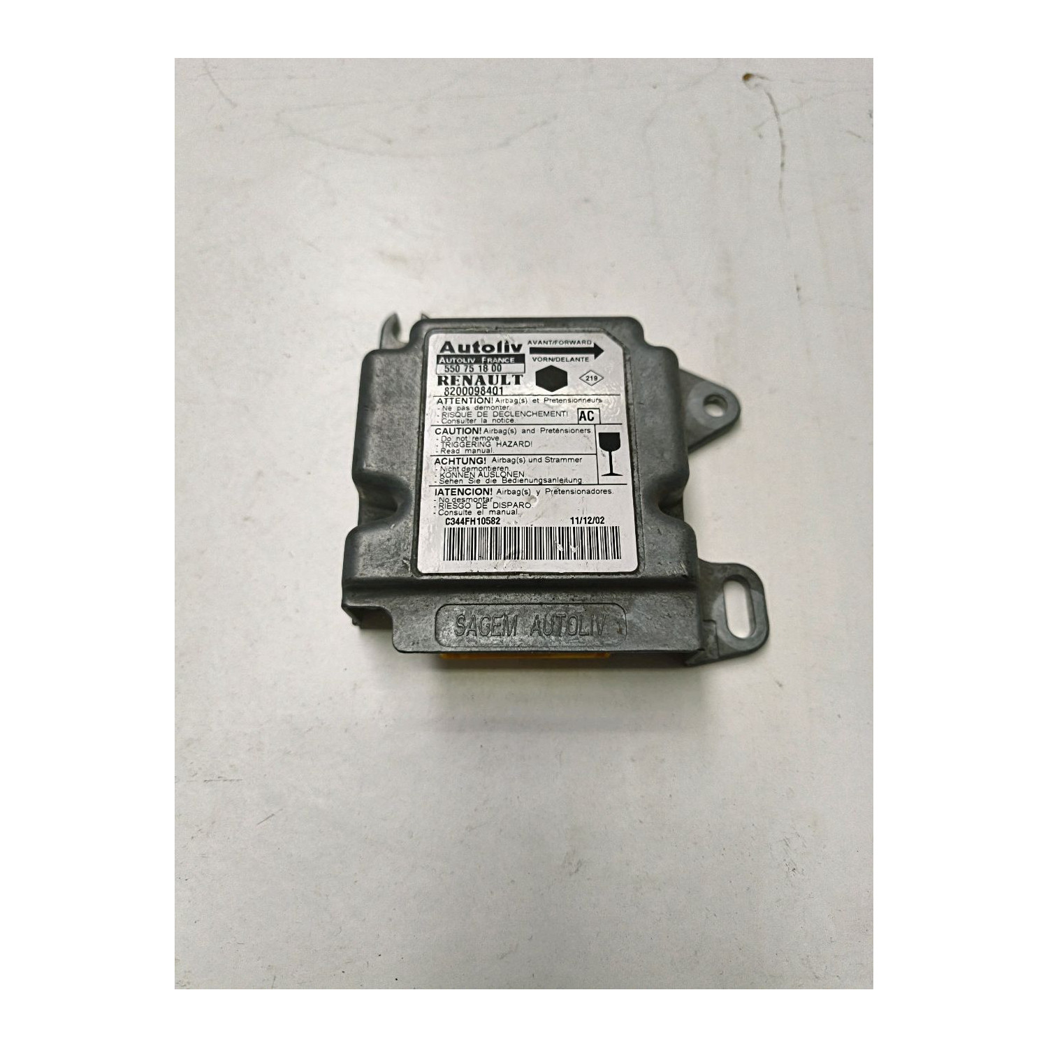 Boitier déclenchement airbag  pour RENAULT Kangoo Express I Fourgon 1.9 D 55cv